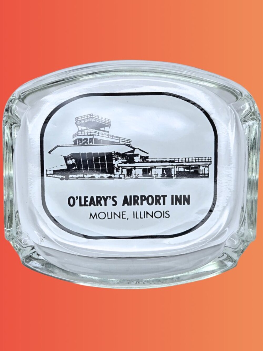 Vintage O'Leary's Airport Inn in Moline, Illinois ashtray Transportation Adverti